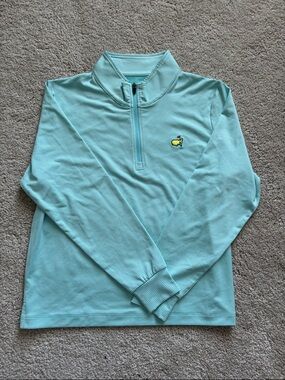 Masters Mint Green & White Striped Quarter-Zip Pullover
